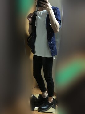 「Dr. Martens（ドクターマーチン）のDr.Martens (ドクターマーチン)/1461 3EYE GIBSON SHOES（その他シューズ）」を使った、けんじさん（メンズ・165cm）の夏コーディネート