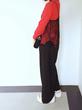 「HARE（ハレ）のレースキャミソールコンビネゾン(HARE)（サロペット/オーバーオール）」を使った、ニシマルさん（レディース・157cm）の夏コーディネート