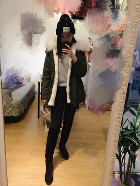 「vovのアイテム（ミリタリージャケット、グリーン系）」を使った、CHUU_Uさん（レディース・164cm）の秋コーディネート