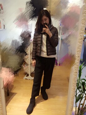 「UGG（アグ）のアイテム（ブーツ、ブラック系）」を使った、CHUU_Uさん（レディース・164cm）の冬コーディネート