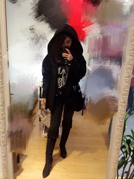 「REZOY（リゾイ）のアイテム（ブーツ、ブラック系）」を使った、CHUU_Uさん（レディース・164cm）の冬コーディネート