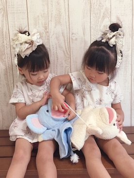 「アイテム（おもちゃ、ホワイト系）」を使った、riri×nanaさん（キッズ・90cm）の夏コーディネート