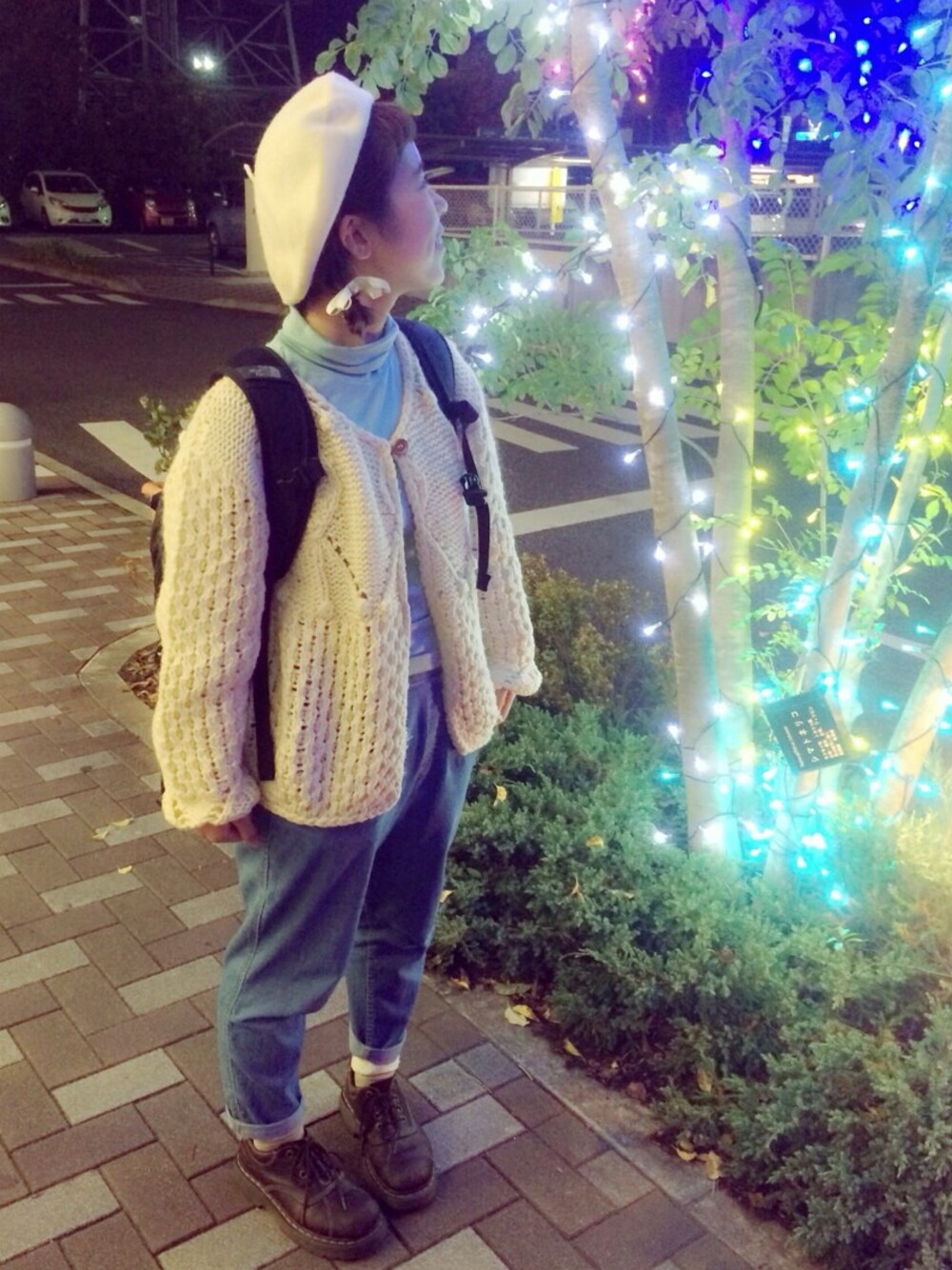 「古着、マーチン、ベレー帽」｜「curunchのアイテム（その他シューズ、ブラウン系）」を使った、s a o c h a n ⑅◡̈*さん（レディース・150cm）の秋コーディネートの1枚目の写真