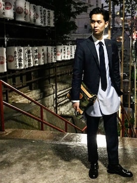 「lardini」｜「アイテム（スーツジャケット）」を使った、roythemanさん（メンズ・180cm）の冬コーディネート