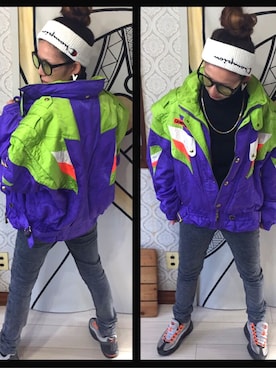 「90s」｜「アイテム（ナイロンジャケット）」を使った、kyuligunさん（レディース・155cm）の冬コーディネート