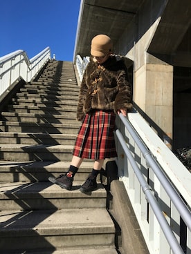 「オールブラック」｜「アイテム（ダッフルコート）」を使った、kyuligunさん（レディース・155cm）の冬コーディネート