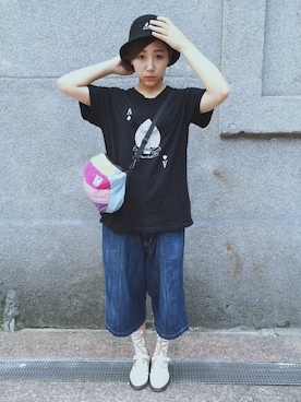 「proef（プロエフ）のアイテム（ソックス/靴下、ホワイト系）」を使った、楊以珩 Zoey Yangさん（レディース・163cm）の夏コーディネート