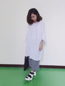 「NIKE（ナイキ）のアイテム（ソックス/靴下、ホワイト系）」を使った、楊以珩 Zoey Yangさん（レディース・163cm）の夏コーディネート