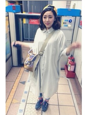 「MSPC（エムエスピーシー）の包包（メッセンジャーバッグ、パープル系）」を使った、楊以珩 Zoey Yangさん（レディース・163cm）の夏コーディネート
