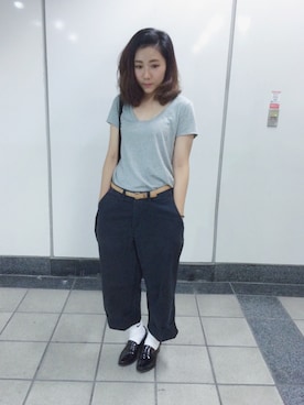 「NIKE（ナイキ）のアイテム（ソックス/靴下、ホワイト系）」を使った、楊以珩 Zoey Yangさん（レディース・163cm）の夏コーディネート