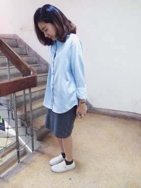 「VANS（バンズ）のアイテム（モカシン/デッキシューズ、ホワイト系）」を使った、楊以珩 Zoey Yangさん（レディース・163cm）の夏コーディネート