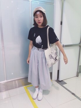 「ROUND HOUSE（ラウンドハウス）のアイテム（キャップ、ベージュ系）」を使った、楊以珩 Zoey Yangさん（レディース・163cm）の夏コーディネート
