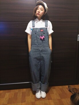 「ROUND HOUSE（ラウンドハウス）のアイテム（キャップ、ベージュ系）」を使った、楊以珩 Zoey Yangさん（レディース・163cm）の秋コーディネート