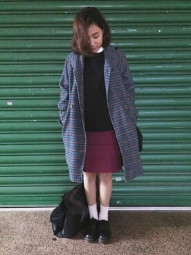 「Dr. Martens（ドクターマーチン）のdr.martens 1461（その他シューズ、ブラック系）」を使った、楊以珩 Zoey Yangさん（レディース・163cm）の秋コーディネート