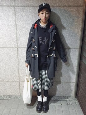 「Dr. Martens（ドクターマーチン）のdr.martens 1461（その他シューズ、ブラック系）」を使った、楊以珩 Zoey Yangさん（レディース・163cm）の冬コーディネート