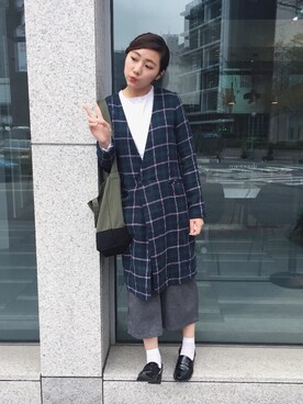 「the POOL aoyama（ザプールアオヤマ）のアイテム（ショルダーバッグ、グリーン系）」を使った、楊以珩 Zoey Yangさん（レディース・163cm）の冬コーディネート