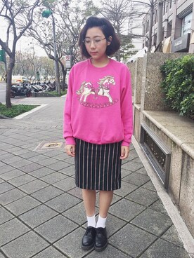 「Dr. Martens（ドクターマーチン）のdr.martens 1461（その他シューズ、ブラック系）」を使った、楊以珩 Zoey Yangさん（レディース・163cm）の春コーディネート