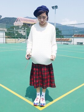 「Reebok（リーボック）のアイテム（スニーカー、ホワイト系）」を使った、楊以珩 Zoey Yangさん（レディース・163cm）の春コーディネート
