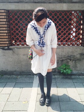 「Dr. Martens（ドクターマーチン）のdr.martens 1461（その他シューズ、ブラック系）」を使った、楊以珩 Zoey Yangさん（レディース・163cm）の春コーディネート