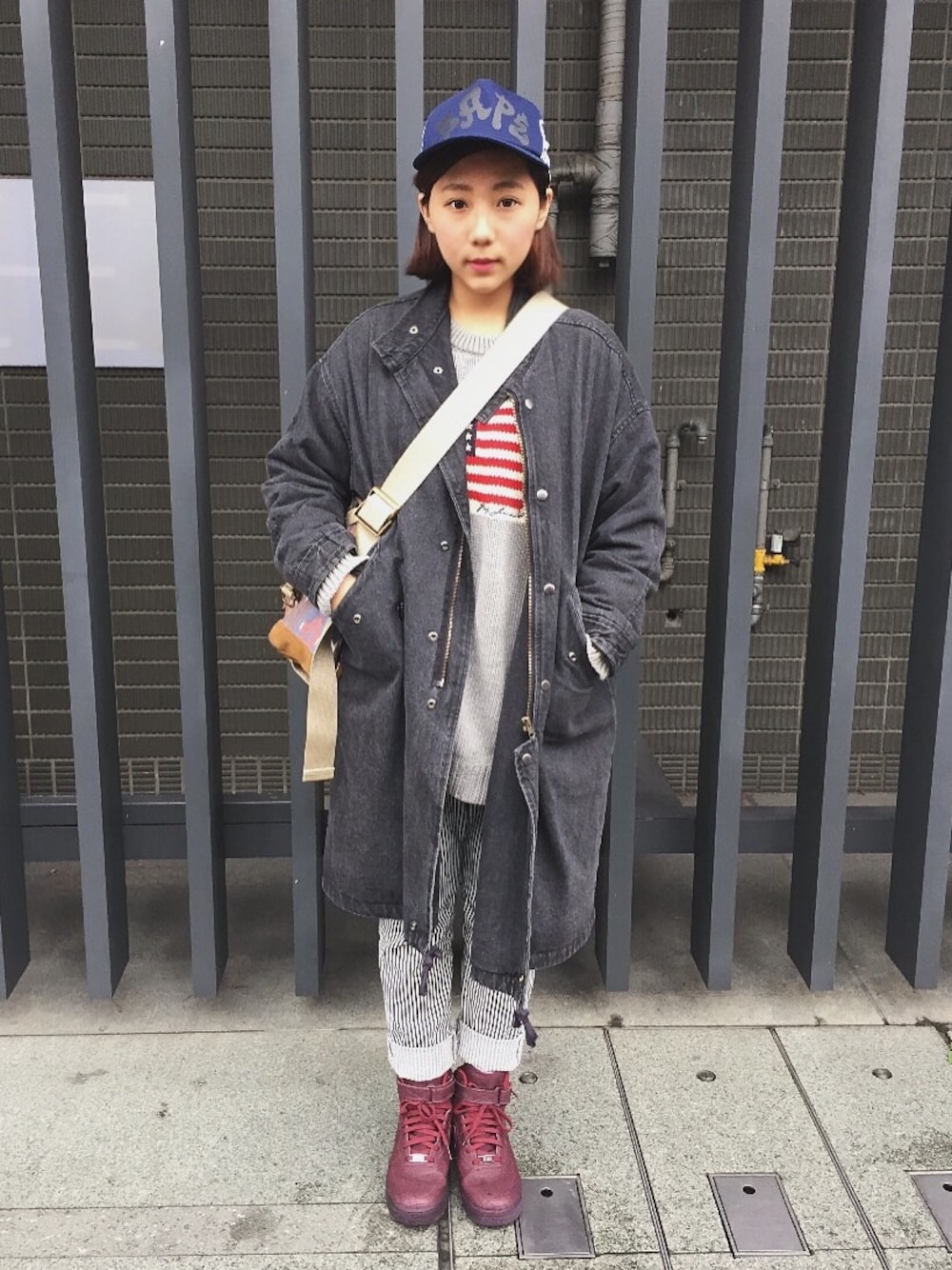 「ootd、A BATHING APE、Polo Ralph Lauren、NIKE、AIR FORCE 1」｜「NIKEのアイテム（スニーカー、レッド系）」を使った、楊以珩 Zoey Yangさん（メンズ・163cm）の春コーディネートの1枚目の写真
