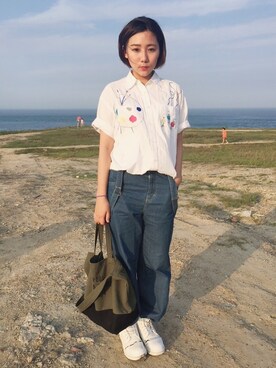 「the POOL aoyama（ザプールアオヤマ）のアイテム（ショルダーバッグ、グリーン系）」を使った、楊以珩 Zoey Yangさん（レディース・163cm）の春コーディネート