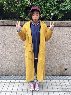 「POLO RALPH LAUREN（ポロ ラルフ ローレン）のアイテム（キャップ、レッド系）」を使った、楊以珩 Zoey Yangさん（レディース・163cm）の春コーディネート
