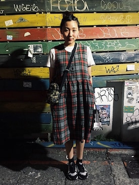 「BEAMS BOY（ビームスボーイ）のアイテム（バッグ、グリーン系）」を使った、楊以珩 Zoey Yangさん（レディース・163cm）の夏コーディネート