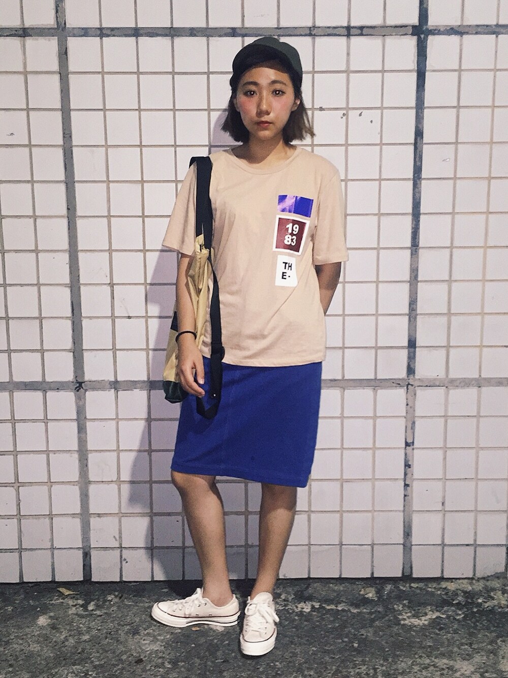 「ootd、STYLENANDA、MUJI、allstar、converse、CONVERSE1970」｜「無印良品のアイテム（帽子、グリーン系）」を使った、楊以珩 Zoey Yangさん（レディース・163cm）の夏コーディネートの1枚目の写真