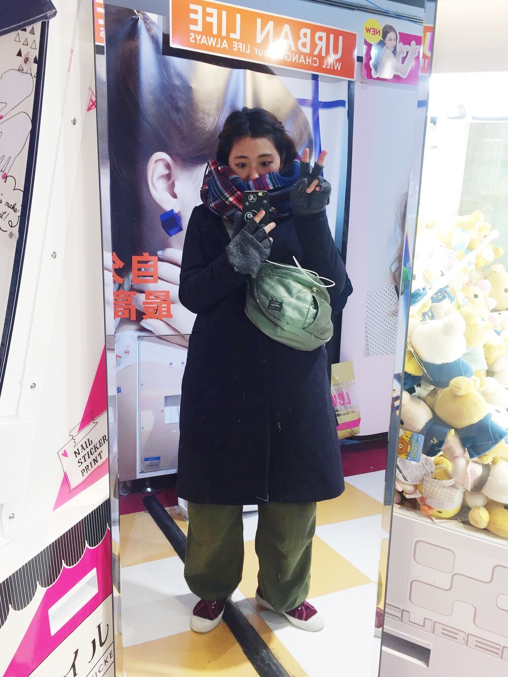 「Double name、vintage、military、M-65」｜「DOUBLE NAMEのアイテム（マフラー、その他）」を使った、楊以珩 Zoey Yangさん（レディース・163cm）の冬コーディネートの1枚目の写真