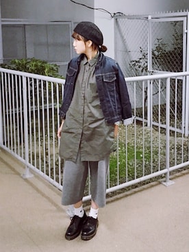 「LE CIEL BLEU（ルシェルブルー）のジージャン（デニムジャケット、ブルー系）」を使った、ミッチェルさん（レディース・158cm）の秋コーディネート