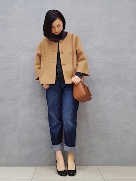 「abcdevol（エービーシーディーイーボル）のアイテム（パンプス）」を使った、momii☺︎さん（レディース・152cm）の冬コーディネート