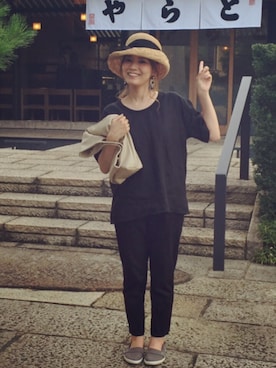 「マーガレット・ハウエル(MARGARET HOWELL)」｜「アイテム（帽子）」を使った、mnkさん（レディース・153cm）の夏コーディネート
