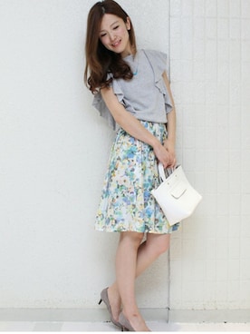 「TIENS ecoute（ティアンエクート）のアイテム（ニット/セーター）」を使った、Aikoさん（レディース・162cm）の夏コーディネート