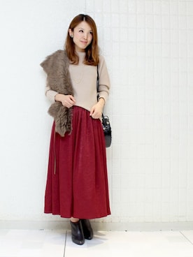 「TIENS ecoute（ティアンエクート）のアイテム（ショルダーバッグ）」を使った、Aikoさん（レディース・162cm）の秋コーディネート