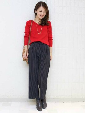 「TIENS ecoute（ティアンエクート）のアイテム（その他パンツ）」を使った、Aikoさん（レディース・162cm）の秋コーディネート