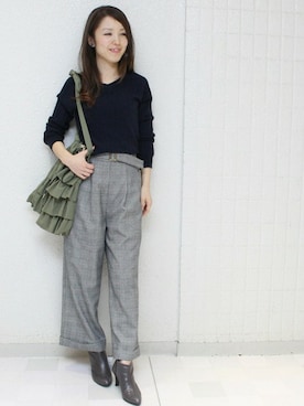 「Vネック」｜Aikoさん（レディース・162cm）の冬コーディネート