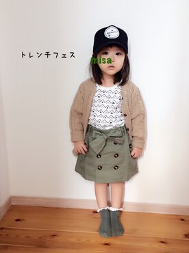 「REDDY APPLESEED（レディーアップルシード）のアイテム（スカート）」を使った、misaさん（キッズ・100cm）の冬コーディネート