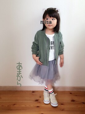 「ネコミミ」｜「アイテム（ジャケット/アウター）」を使った、misaさん（キッズ・100cm）の春コーディネート