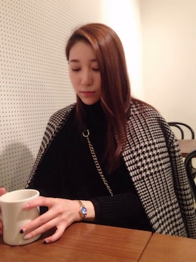 「PULL&BEAR（プルアンドベア）のアイテム（ノーカラージャケット）」を使った、JangMiheeさん（レディース・160cm）の冬コーディネート