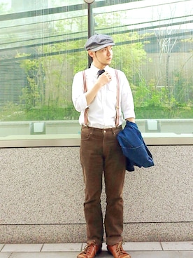 「Waste(twice)（ウェストトゥワイス）のアイテム（帽子）」を使った、KENT BREAD HAT さん（メンズ・156cm）の春コーディネート