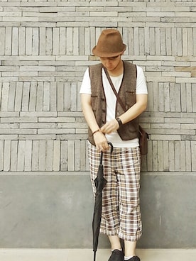 「Waste(twice)（ウェストトゥワイス）のアイテム（パンツ）」を使った、KENT BREAD HAT さん（メンズ・156cm）の夏コーディネート