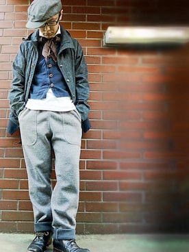「Waste(twice)（ウェストトゥワイス）のアイテム（帽子）」を使った、KENT BREAD HAT さん（メンズ・156cm）の秋コーディネート