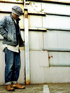「Waste(twice)（ウェストトゥワイス）のアイテム（帽子）」を使った、KENT BREAD HAT さん（メンズ・156cm）の秋コーディネート