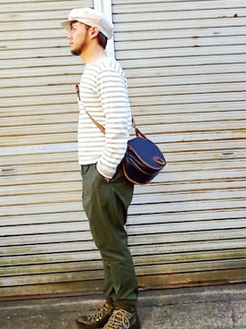 「SONOMITSU（ソノミツ）のアイテム（その他シューズ）」を使った、KENT BREAD HAT さん（メンズ・156cm）の秋コーディネート