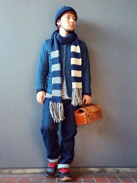 「HAVERSACK（ハバーザック）のアイテム（その他アウター）」を使った、KENT BREAD HAT さん（メンズ・156cm）の冬コーディネート