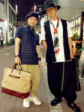 「FOSSIL（フォッシル）のアイテム（バッグ）」を使った、KENT BREAD HAT さん（メンズ・156cm）の夏コーディネート