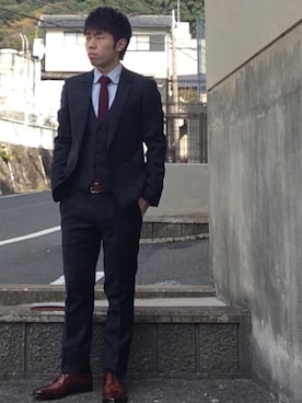 「チェック柄」｜「アイテム（セットアップ）」を使った、matsuokaさん（メンズ・165cm）の冬コーディネート