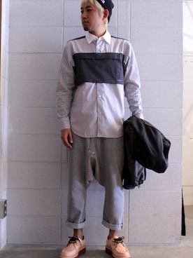 「gray」｜「アイテム（その他アウター）」を使った、Valleyシノハラさん（メンズ・173cm）の夏コーディネート