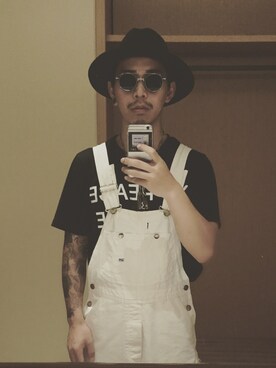 「vintage style」｜「アイテム（オールインワン・サロペット）」を使った、光光蜀黍さん（メンズ・170cm）の夏コーディネート