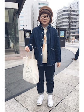 「I am I （アイアムアイ）のアイテム（帽子）」を使った、ｃａｎｃａｎさん（レディース・158cm）の春コーディネート